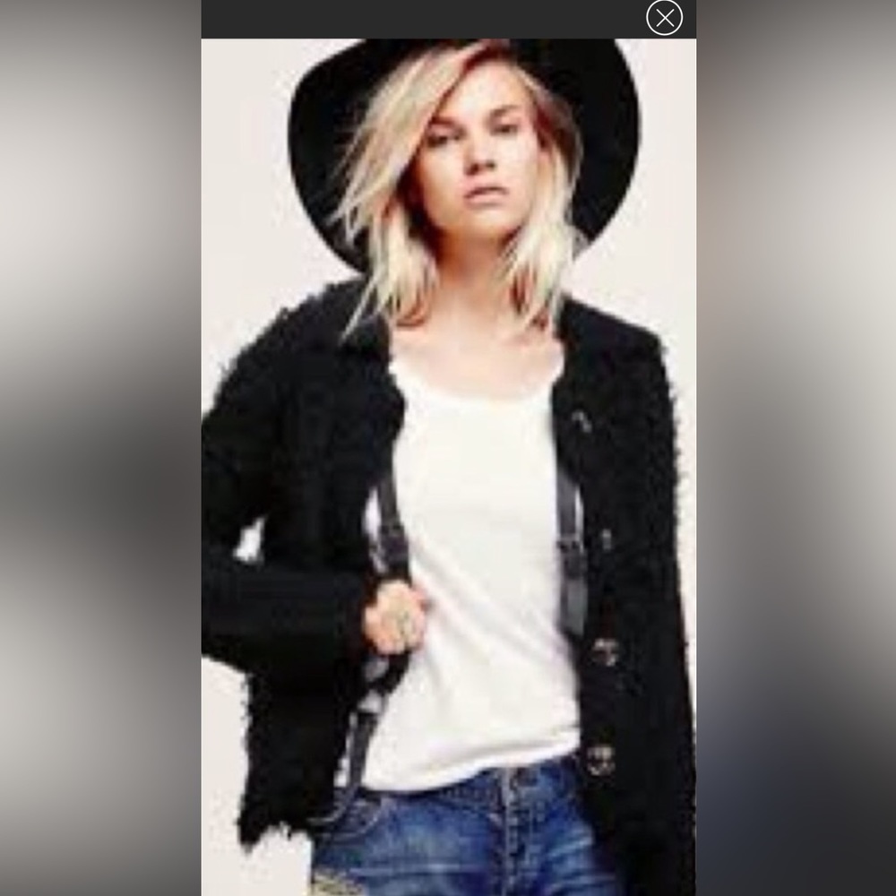Free People L Sweet Disposition fuzzy fluffy cardigan sweater jacket